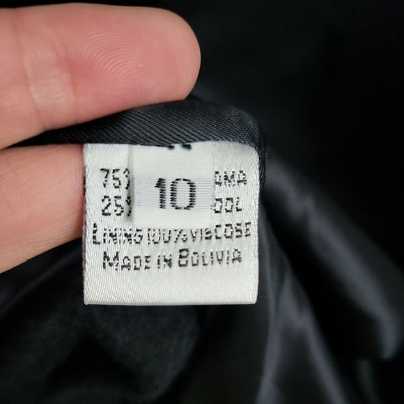 Women's Peruvian Connection Baby Llama & Lambswool Black Trench Coat Size 10 - Picture 6 of 12